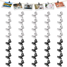 Molain 40 Pieces 22 mm Bulldog Clips Small, Metal Hinge Clips for Food Packaging Mini Picture Clips Small Paper Clips Binder Clips Photo File Paper Clips