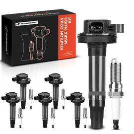 A-Premium Set of 6 Ignition Coil Pack and Iridium Spark Plugs Compatible with Ford F-150 Explorer Edge Transit-350 Mustang Flex & Lincoln MKZ MKX & Mazda 6 CX-9