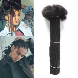 Shoobidoo 8 Inch Human Hair Dreadlock Extensions 100% Real Human Hair 30 Strands 0.6cm Handmade Crochet Braiding Hair For Men/Women Natural Black Color (8 inch, 1B)