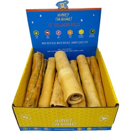 Honey I'm Home Natural Honey Coated 10" Buffalo Collagen Rolls, 10 Count
