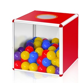 Lottery Box, Tombola Box with Aluminium Alloy, Ballot Box for Annual Meetings, Game Support, Transparent Ticket Holder, Donation Box, Cubic Storage Container for Fundraising (25 x 25 cm)