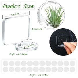 Jetec 24 Pcs Acrylic Air Plants Holder Hanger with Mounting Tape for Hanging Air Plants on Glass Display Home Decoration