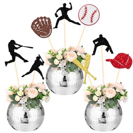 ZHUOWEISM 16 PCS Baseball Centerpiece Sticks Double Sided Baseball Players Sports Theme Table Flower Centerpieces Sticks for Baseball Theme Baby Shower Birthday Party Centerpiece Decorations Supplies