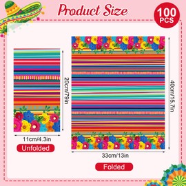 100PCS Mexican Fiesta Paper Napkins Disposable Hand Towels for Bathroom 3 Ply Cinco De Mayo Guest Napkins Colorful Fiesta Floral Stripe Dinner Napkins for Wedding Birthday Mexico Taco Party Supplies