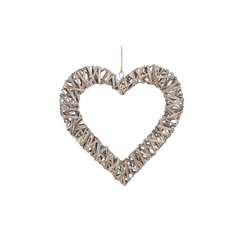 Red Hamper Large Flat Open Wicker Heart, H30 x W10