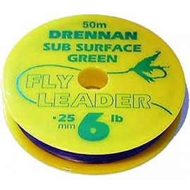 50m Drennan Subsurface Fly Line Tippet Leader Material - Green - 8lb