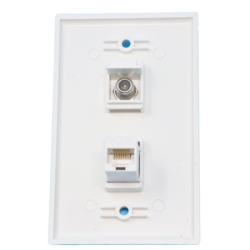 RiteAV 1 coaxial cable TV F and 1 CAT6 white