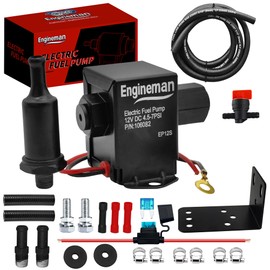 ENGINEMAN Universal Electric Fuel Pump Kit 12V 4.5-7psi Gas Diesel In-Line In-Tank Electric Fuel Pump with Fuel Filters 6 Hose Clamps 6.56 FT 5/16" ID Fuel Line