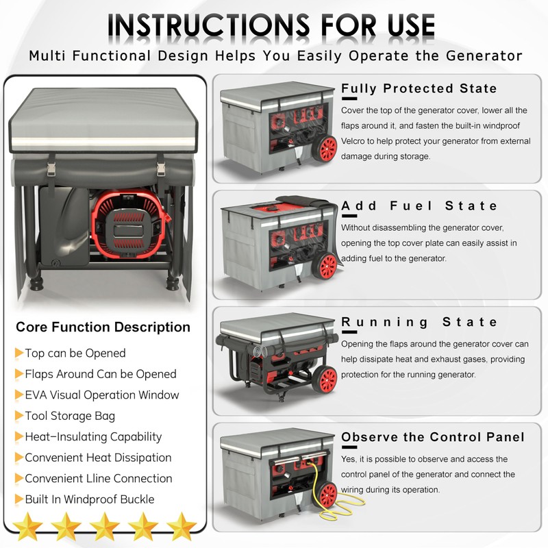 Generator Covers While Running, 32x24x24 Inches, Generator Covers for Outside,
