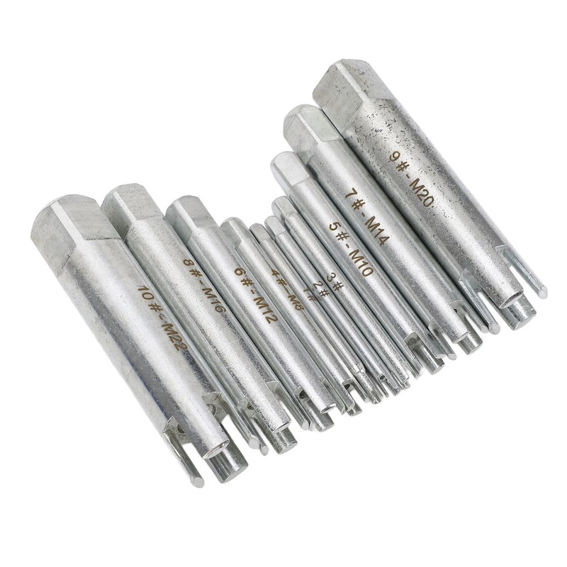 10Pcs Screw Tap Extractor Set Quenched Alloy Steel Broken Screw
