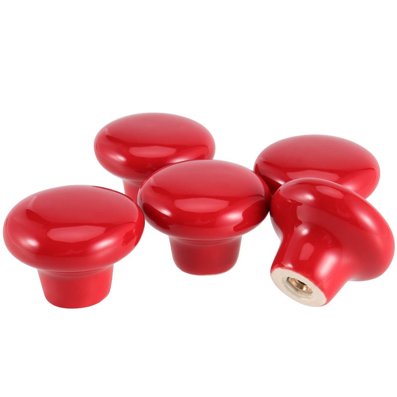 JAPCHET 16 Pack Red Ceramic Cabinet Knobs, 32 MM/1.26Inch Single