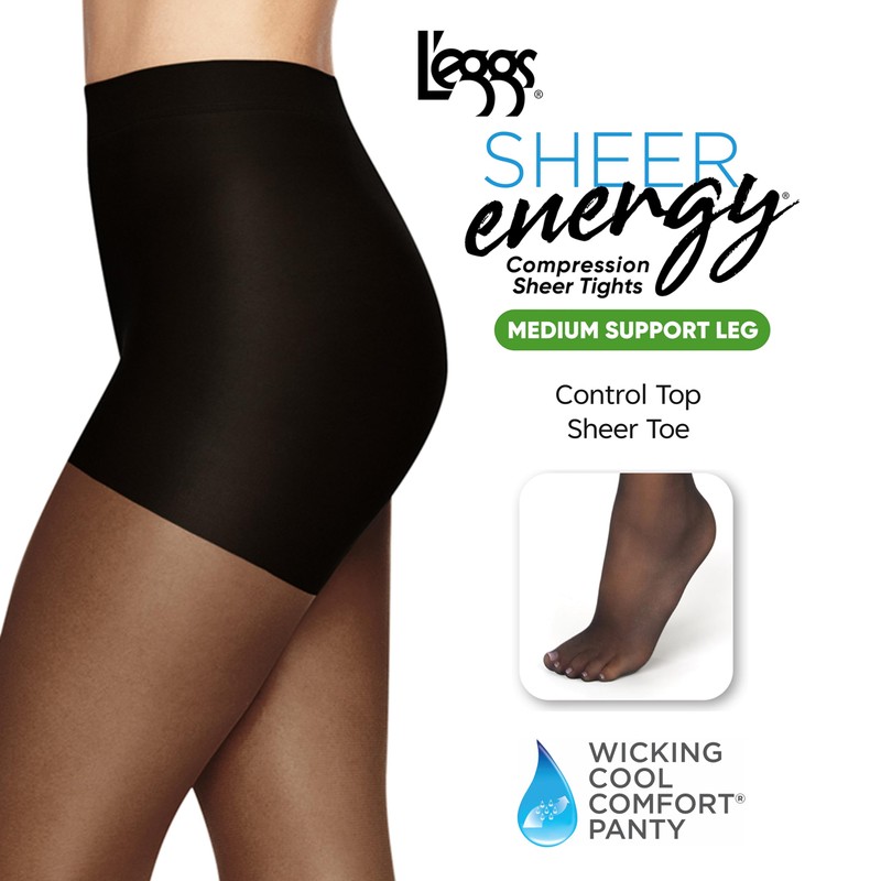 L'eggs Sheer Energy Medium Support Women's Compression Tights, Control Top,