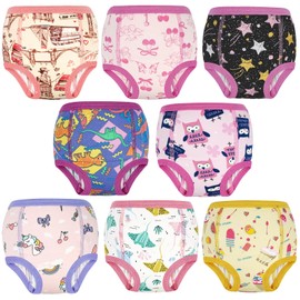 MooMoo Baby Absorbent Potty Training Pants 8 Packs Cotton Training Underwear for Girls 4T