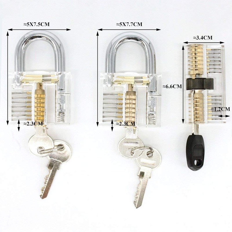 ValueHall 7 PCS Training Locks Professional Transparent Cutaway Practice Keyed