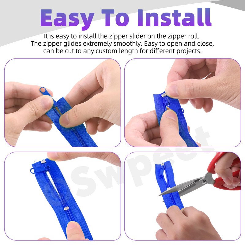 Swpeet 1Roll 10 Yard #5 Deep Blue Nylon Zipper Tape