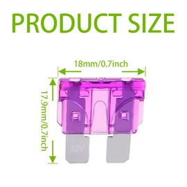 BOJACK 50 Pcs 3A Standard Automotive Fuses (ATO/APR/ATS) 3 AMP Car Fuses 32V (12/24V) Blade Fuse for Car Truck