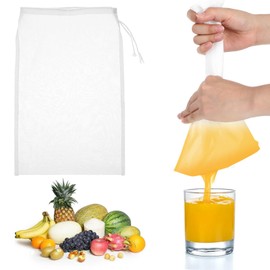 6pcs Nut Milk Bag 12 x 8 Inch Nylon Nut Bag Strainer Fine Mesh Cheese Cloth Reusable 200 Mesh Fine Mesh Bag for Straining Fruit Juice Food Strainer Professional Cold Brew Filter for Coffee Tofu