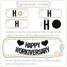 Happy Workiversary Banner, Work Anniversary Decorations, Office Work Party Decorations, Happy Work Anniversary Party Decor Supplies Black