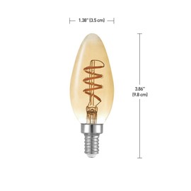 Globe Electric 40W Equivalent Soft White (2000K) Edison Candelabra Amber Glass Dimmable LED Light Bulb 31355, 1-Pack, B10 Vintage