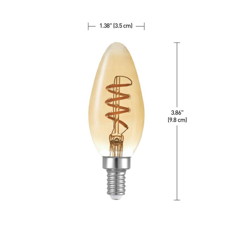 Globe Electric 40W Equivalent Soft White (2000K) Edison Candelabra Amber