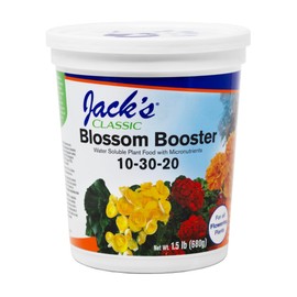 Jack's Classic 10-30-20 Blossom Booster Water-Soluble Fertilizer with Micronutrients for Increasing Color and Quantity of Blooms in Flowering Plants, 1.5lbs