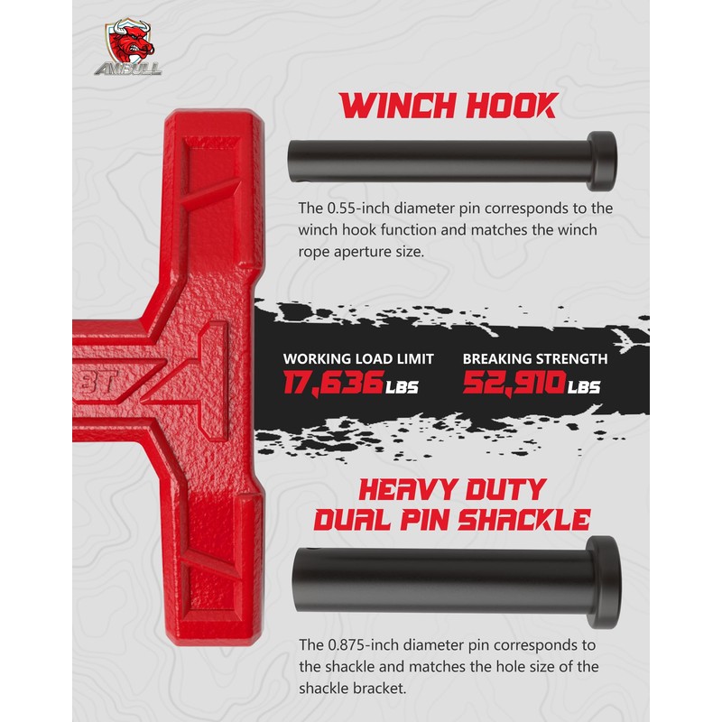 AMBULL H-Shaped Towing Winch Shackle, Heavy Duty Winch Fairlead Hook,