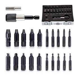 ColumPRO 22-Piece Screw Extractor Set for Damaged Screws, HSS 6542 Steel 68 HRC Hardness, for Damaged Screws 2-12 mm, with Magnetic Extension Bit Holder and Socket Adapter