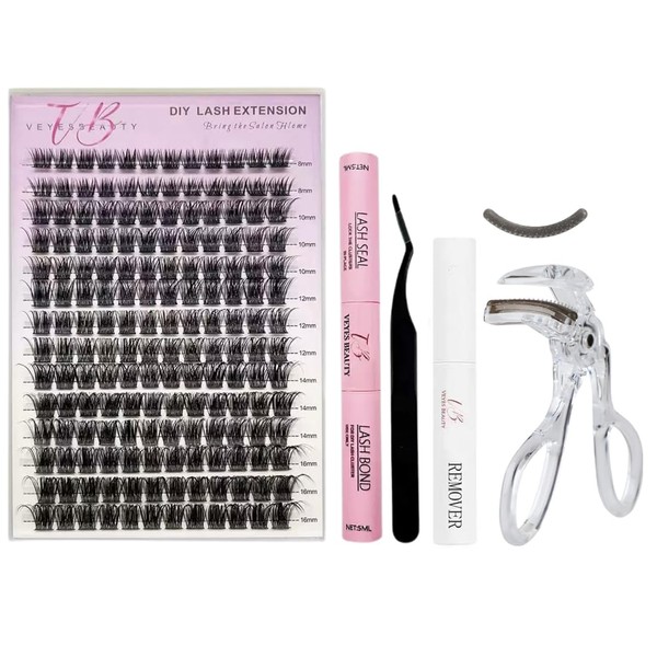VPOUERY Lash Extension Set,aylashes,Wimpern Extensions Set-5 Sekunden DIY Cluster Wimpern,