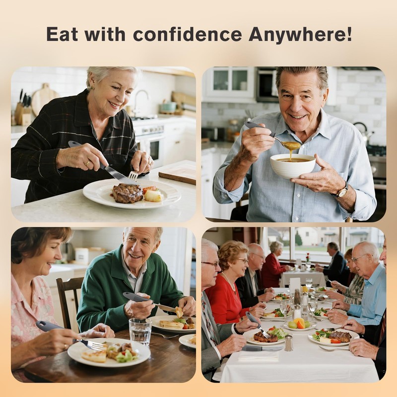 4PCS Weighted Adaptive Utensils, Parkinsons Utensils, Straight
