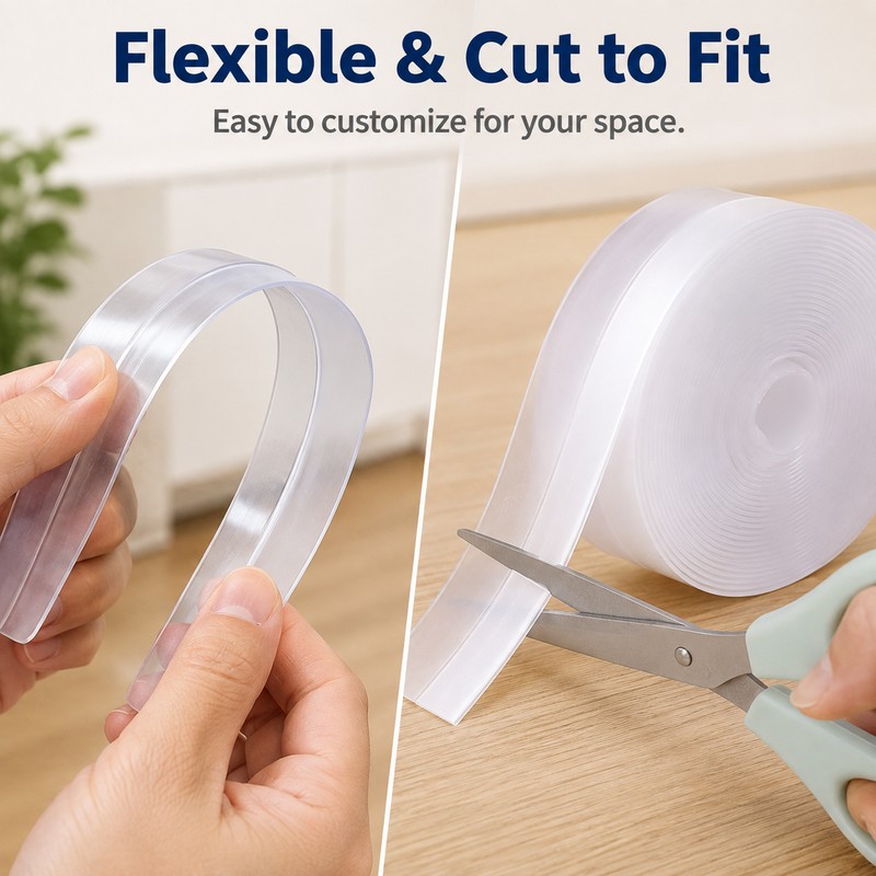 Transparent Door Weather Stripping Seal for Gaps – Flexible Self-Adhesive