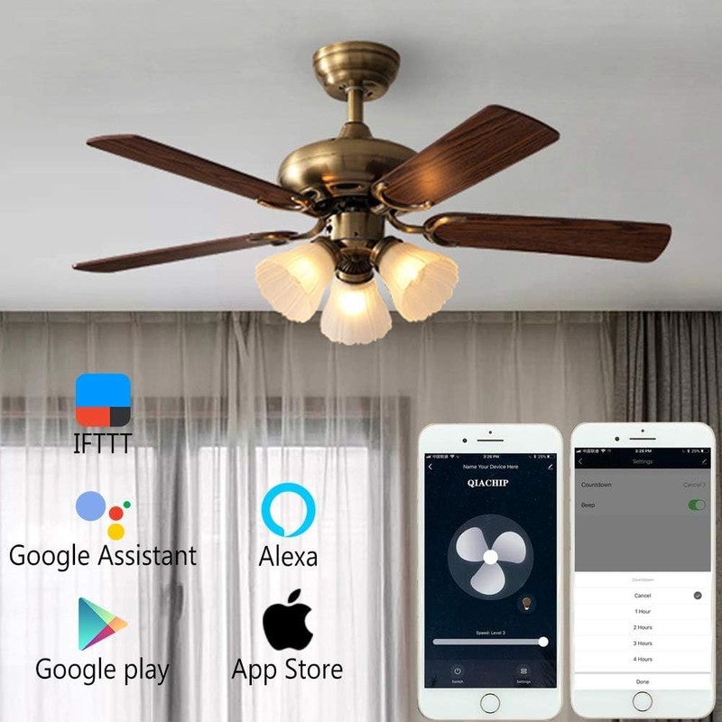QIACHIP Wifi Ceiling Fan Lamp Remote Control Kit, Timing Quiet