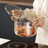 2.5L High Borosilicate Glass Simmer Pot with Wooden Handles, Heat-Resistant