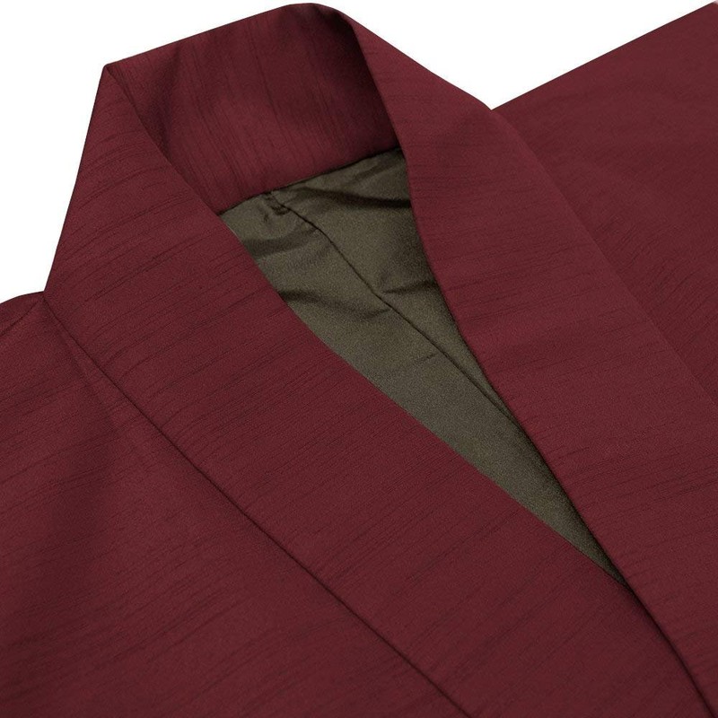 Kyoetsu Men's Kimono, Washable, Solid Color, Pongee, Japanese Clothing, red