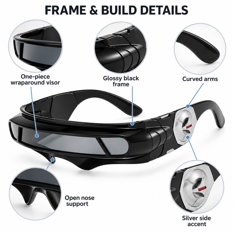 Polarized Shield Sunglasses for Outdoor Wear – Futuristic Rectangle Black