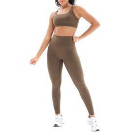 LISSMOMO Workout Sets for Women 2 Piece Cross Back Sports Bra High Waist Leggings Gym Sets Yoga Outfits