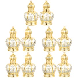 Housoutil 10 pcs Refillable Sample On Container,Vintage Perfume Bottles Middle Eastern Style Glass Roll on Bottles for Essential oils，10ml