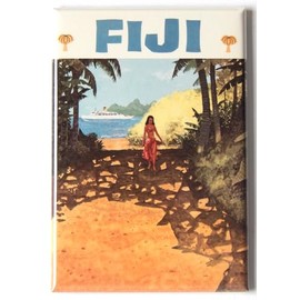 Fiji Travel Poster Fridge Magnet (1.75 x 2.75 inches)