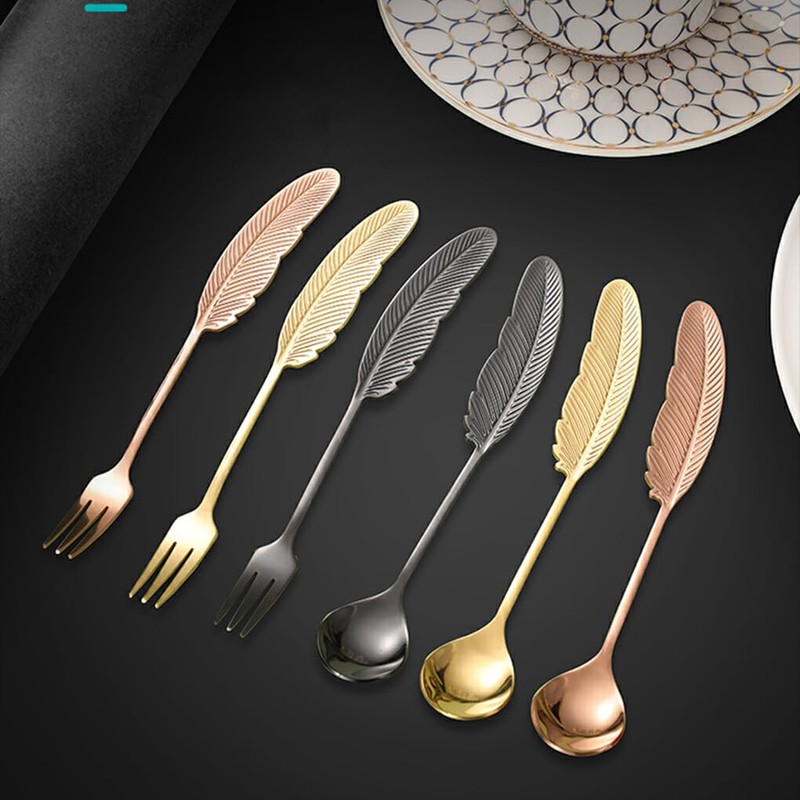 AIXXCUVQ 2pack/lot Metal Spork with Uniform Color Aesthetic Dining Experience