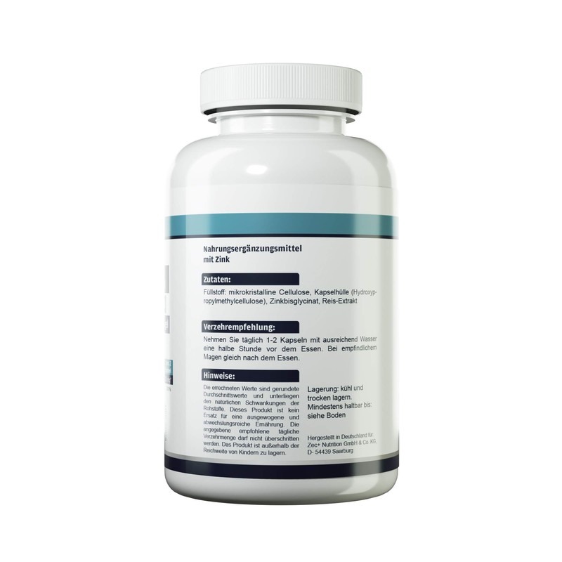 Health+ Zinc, 120 Capsules with 15 mg Zinc per Capsule,