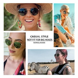 MAXJULI Round Sunglasses for women men with Retro Metal Steampunk Frame with Nylon lens UV400 Protection(Gold Frame/Green G15 Lens)