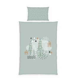 Herding Babybest Toddler Bedding Set, Nordic Forest Reversible Motif, Pillowcase 40 x 60 cm, Duvet Cover 100 x 135 cm, with Zip and Envelope Closure, 100% Cotton/Renforcé
