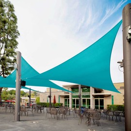 Royal Shade 22' x 22' x 22' Turquoise Triangle Sun Shade Sail RS-SLT, 95% UV Blockage, 200GSM Commercial Standard Heavy Duty, Water & Air Permeable Canopy Mesh for Patio (We Make Custom Sizes)