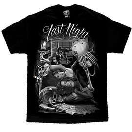 Last Night Party Hangover Thug Life Chicano Art David Gonzales DGA T Shirt XX-Large Black