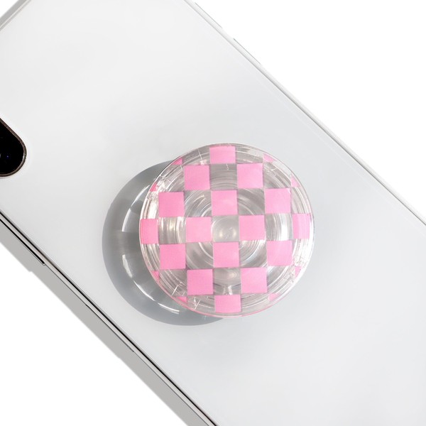 On The Grip Trendy Checkerboard Phone Grip - Sleek, Expandable,