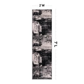 Rugshop Modern Abstract Design Non Shedding Soft Ideal for Living Room,Bedroom,Kitchen Runner Rug 2' x 7' Black