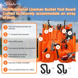 SERABETTO Lineman Tool Board,Aerial Apron,Lineman Tool Bag,Bucket Truck Tools Organizer,Lineman Tool Bag,Tool board for Bucket Truck,Include Two 2" Hooks
