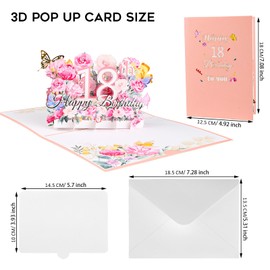 18. Geburtstagskarte 3D Pop Up Karte Geburtstag Grußkarten Deko 18. Geburtstagskarten mit Umschlag Karte zum 18. Hochzeitstag Geburtstag für Frauen Männer Mädchen Junge Romantik Geschenk-Karte (18)