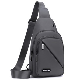 Seoky Rop Sling Bag for Men Women, Small Nylon Crossbody Bag Trendy, Casual Shoulder Chest Bag for Travel Running Hiking Grey