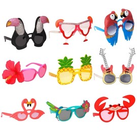 Luau Party Sunglasses, Funny Hawaiian Glasses, Summer Party Photo Booth Props, Tropical Costume Favours, Novelty Party Accessories, Decoration, 9 Pairs