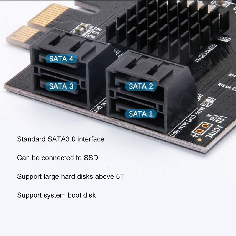 PCI E to SATA3.0 Ports Expansion Card 6Gbps 4 SATA3.0